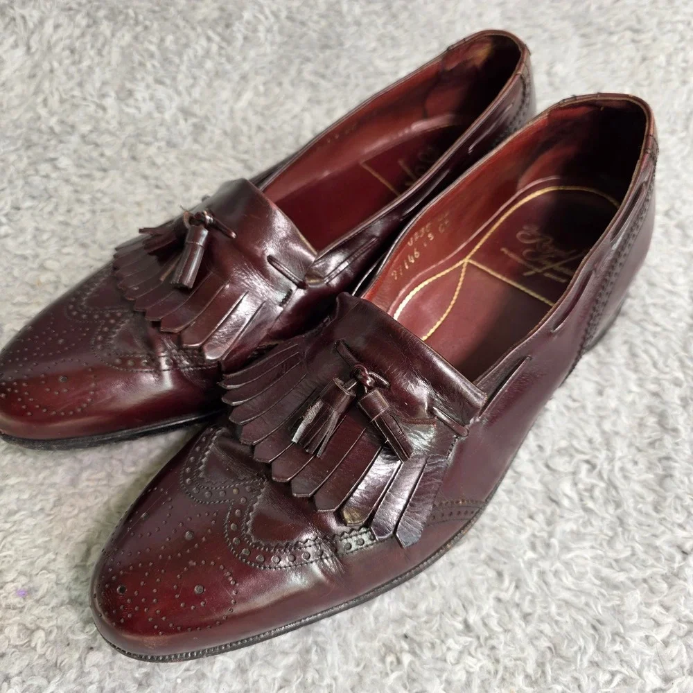VTG Florsheim Royal Imperial‎ Tassel Loafers Oxblood Wingtip Kiltie Mens 10.5 D